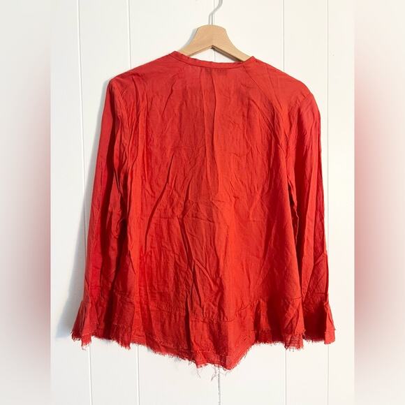 IRO Finley Red Ruffle Lace-up Blouse Boho - Picture 8 of 12